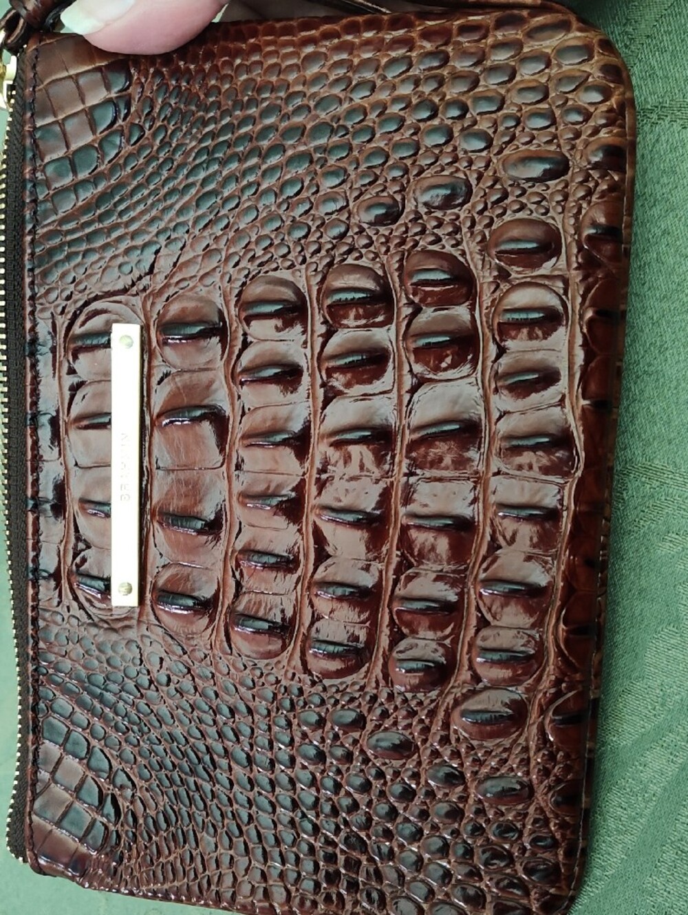 Brahmin Glossy Croc-Embossed Leather Wristlet in Brown - Picture 5 of 5
